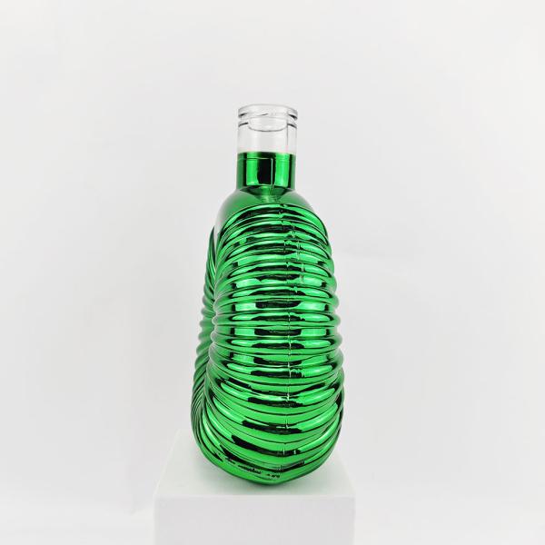 700ml Glass Electroplating Process Wine Bottle for Colorful Brandy and Green Beer
