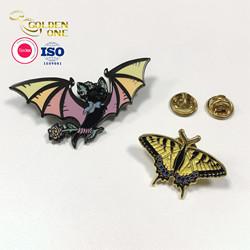 Butterfly sun sunshine leaf flower tag gym plant metal glitter enamel movable baby medical brooch lapel pin