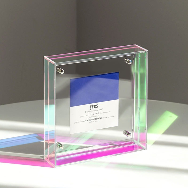 Cross-border Special Color Acrylic Photo Frame Stand, Square 4-inch Double-sided Display Frame for Postcards & Ticket Stubs