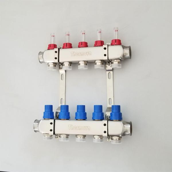 Stainless Steel 304 Underfloor Heating Manifolds set with flowmeters