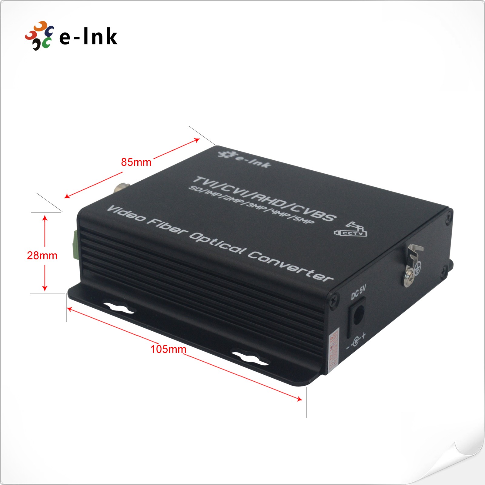 1 конвертер видео волокна канала 5MP HD AHD/CVI/TVI/CVBS с RS485 для камеры PTZ