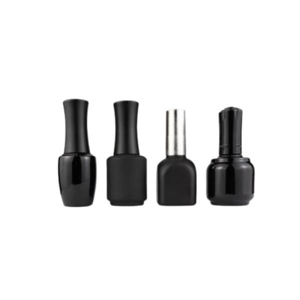 O verniz para as unhas de vidro vazio do corpo preto engarrafa a selagem geada original do tampão de parafuso