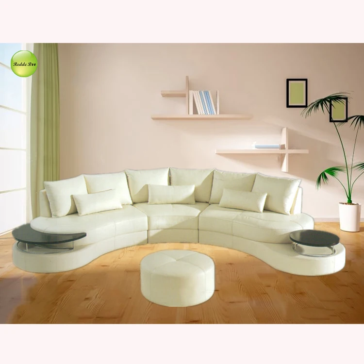Curved Corner Sofa Furniture Real Leather Sectional Recliner Moistureproof