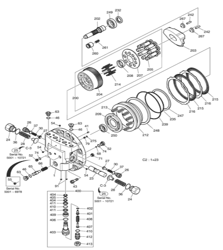 Вал привода мотора перемещения К9007415 для частей конечной передачи экскаватора Доосан ДС225