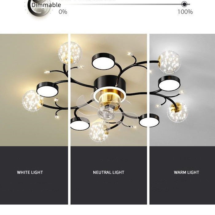 Nordic Simple 3500k Led крытый потолочный вентилятор теплый белый свет роскошное домашнее освещение