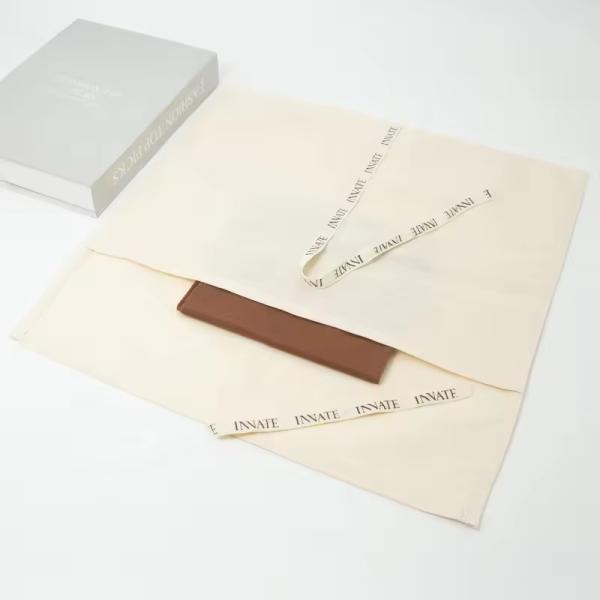 Recyclable Luxury Makeup Cosmetic Cotton Envelope Pouch With Tie Custom Logo Print Bag