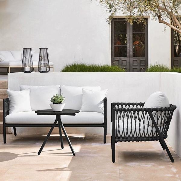 Chaise en rotin de pique-nique extérieur en acier avec couleur optionnelle et 2 ans