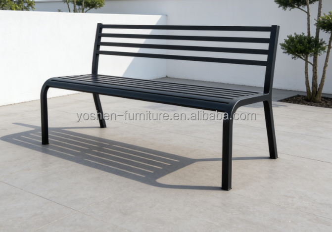 Commercial Grade Aluminum Bench for Public Spaces Heavy Duty All Weather Modern Hotel Plaza Courtyard Seating