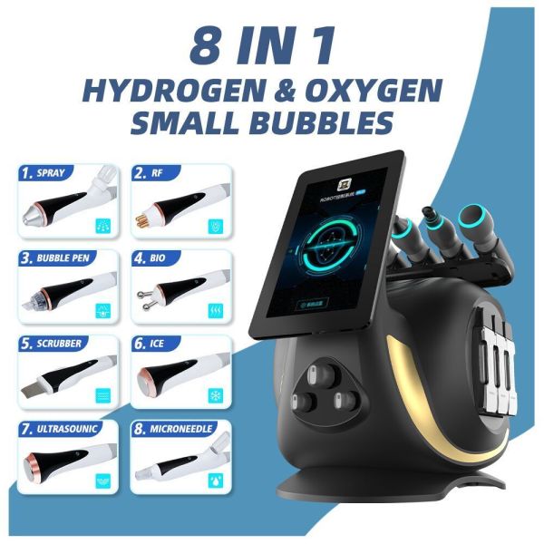 8 In 1 Hydrogen Oxygen Small Bubble Hydrafacial Machine Multifunctional Facial Skin Care Salon Equipment