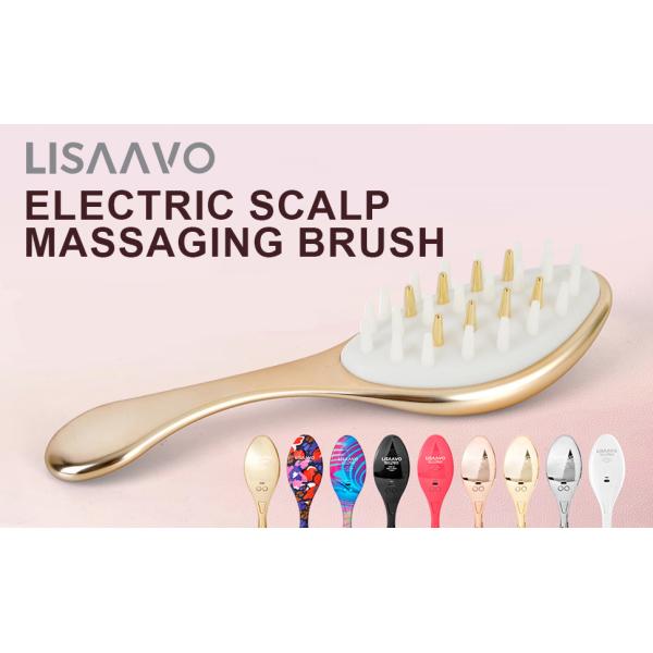 450nm 650nm LED Light Therapy Hair Brush Massage EMS Hair Brush Matte Gold