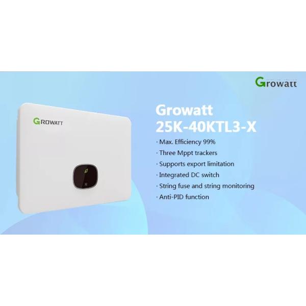 Growatt MID 25-40KTL3-X 30kW 40kW Solar Inverters Hybrid 5 Easy to Install Weight 29.5KG