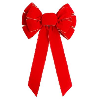 MSD Customization Red Velvet Ribbon Bow para decorações festivas de Natal e feriados