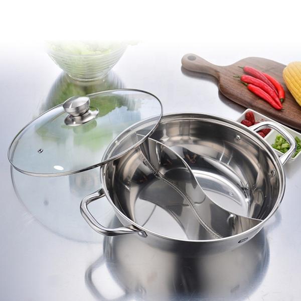 High Quality Induction Cooking Pot 304 Stainless Steel Hot Pot Kitchen Soup Pots With Glass Lid