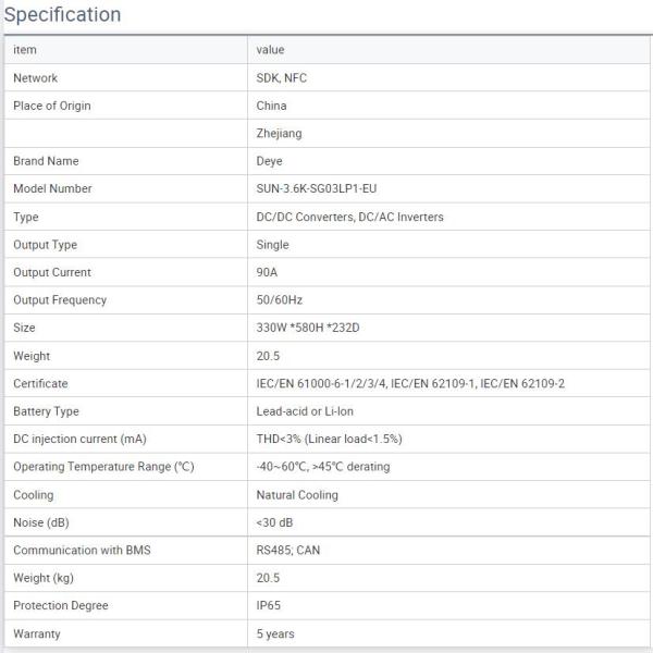 MONOFÁSICO HÍBRIDA 3.6KW 220V del INVERSOR HÍBRIDO del INVERSOR SUN-3.6K 5K 6K-SG03LP1-EU de DEYE 3.6KW 230V