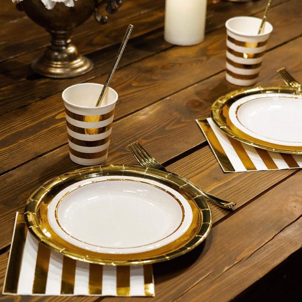 Bridal Showers Party Gold Wedding Disposable Dinnerware Sets