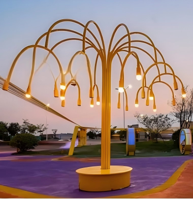 Modern Artistic Tree Street Sculpture Outdoor LED Steel & Acrylic Customized Mascot Decorative Sculpture