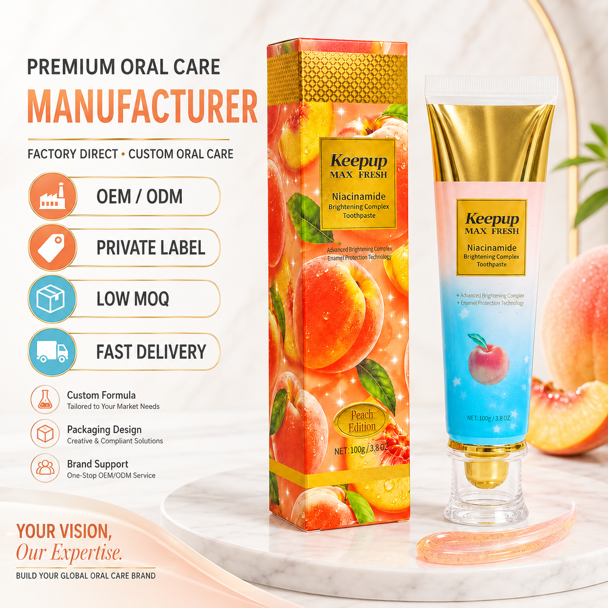 New Niacinamide Teeth Whitening Toothpaste Super Cleaning Cavity Removal Fluoride Free Whitening Toothpaste