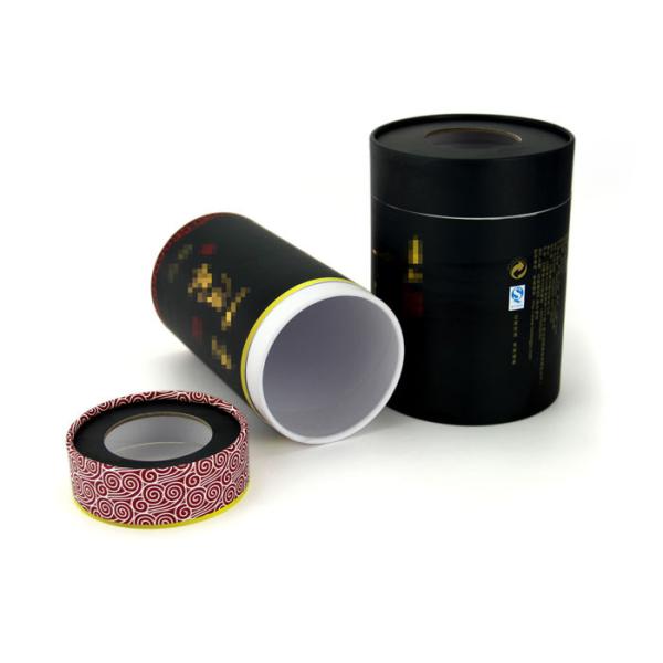 Цилиндрическое черное бумажное кофейное зерно окна ясности круга пробок, упаковывать чая