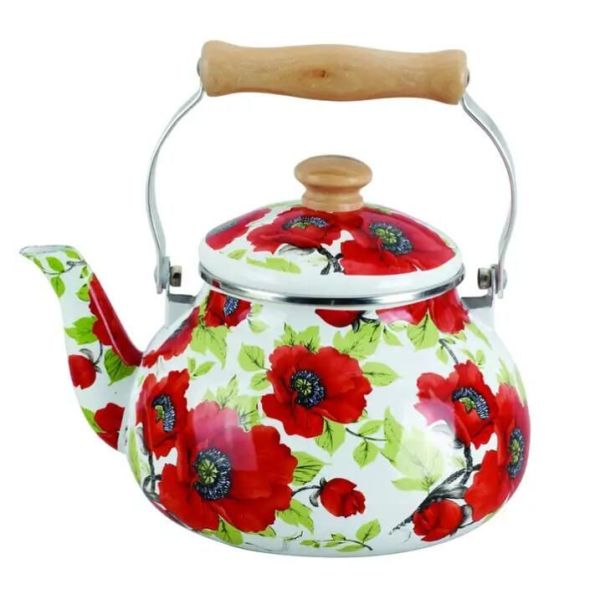 Handmade 2.5L Enamelware Kettle Featuring Tube Handle Enamel Coffee Tea Pot Carbon Steel Designed South American Market