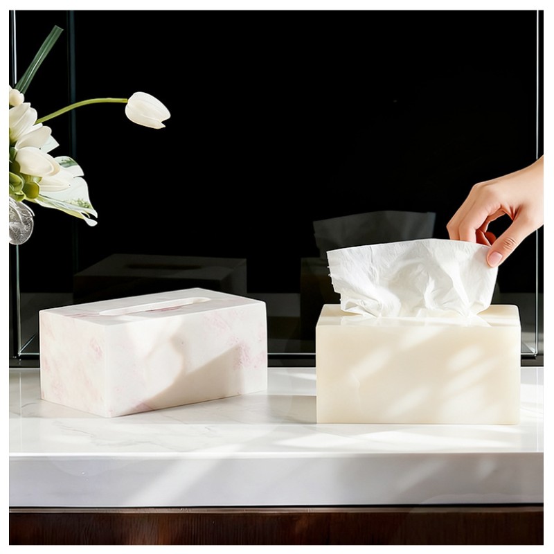 Wholesale Luxury Modern Marble Tissue Paper Storage Box for Living Room Dining Tables Desktop