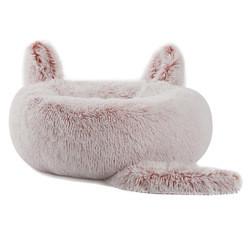 Cute Soft Plush Donut Pet Bed Cushion With Ear Tail