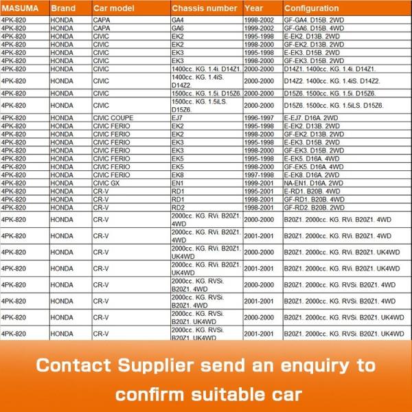 4PK-820 MASUMA Pièces détachées automobiles Transmission Pièces poly-pk ceinture pour TOYOTA 11720-0M000