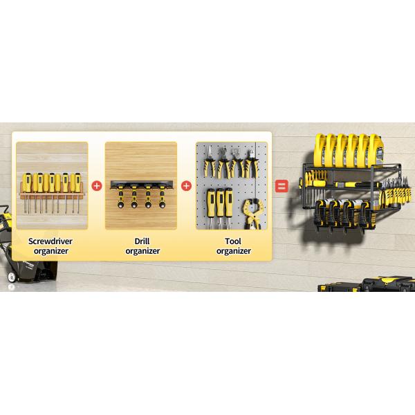 Estante de herramientas de perforación eléctrica Tipo de plástico de 4 capas Organizador de herramientas eléctricas Montaje de pared