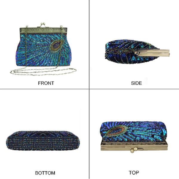 VINTAGE STYLE BORSA de noche con cuentas y secado BORSA de boda BORSA de mano BORSA de abrazadera para mujeres