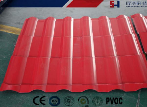 Steel Ribbed Roofing Roll Forming Machine , Glazed Tile Roll Forming Machine