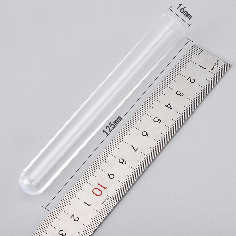 PS Plastic test Tube Transparent Flat Mouth Round Bottom Plastic test Tube Hard Transparent Plastic test Tube Sold by the Bag