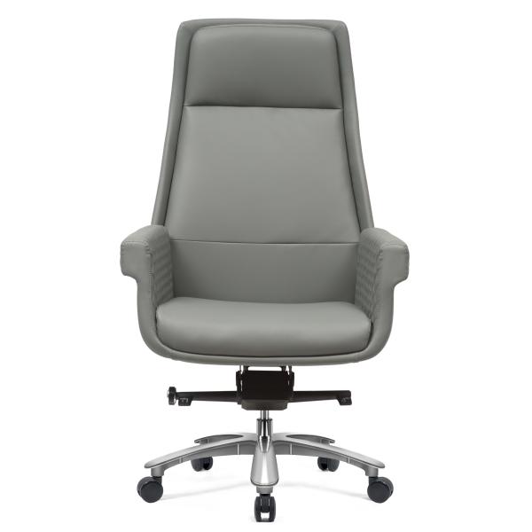Gray PU Leather Revolving Chair Ergonomic Swivel Office Chair