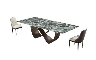 Square Ceramic Marble Top Dining Table With Stainless Steel Base Six To Eight Person Tables