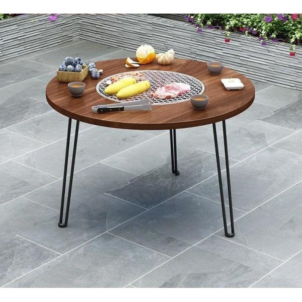 60x45CM Foldable Multifunction Camping BBQ Grill Outdoor Picnic Round Folding Table with Customized Logo