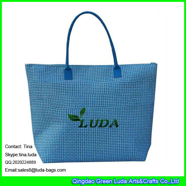 LUDA shopping tote paper straw beach bags uk