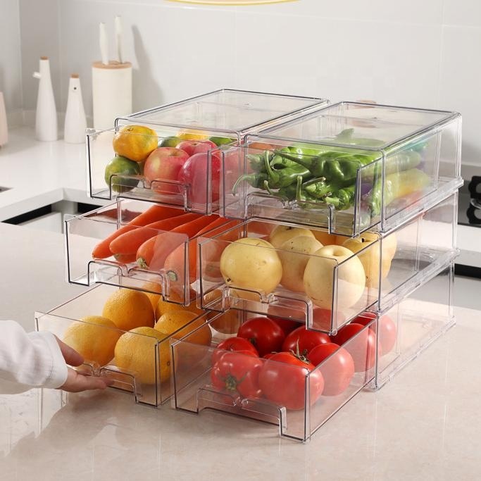 Hot Selling Food Grade Refrigerator Fresh Keeping Box Plastic Transparent Food Fruit Vegetable Storage Box