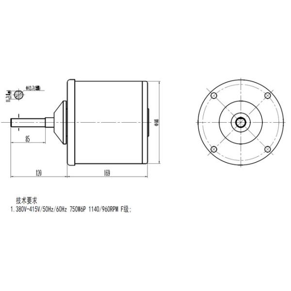 50Hz 380V делают Воздух-охлаженный вентиляторный двигатель водостотьким теплового насоса трехфазный