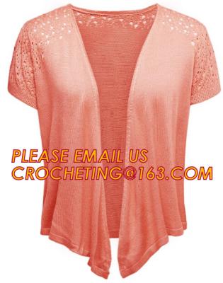 Full Needle Waved Blanket Women's Cardigan, Novelty Stitch Long Sleeve Pointelle Lace Women Long Cardigan