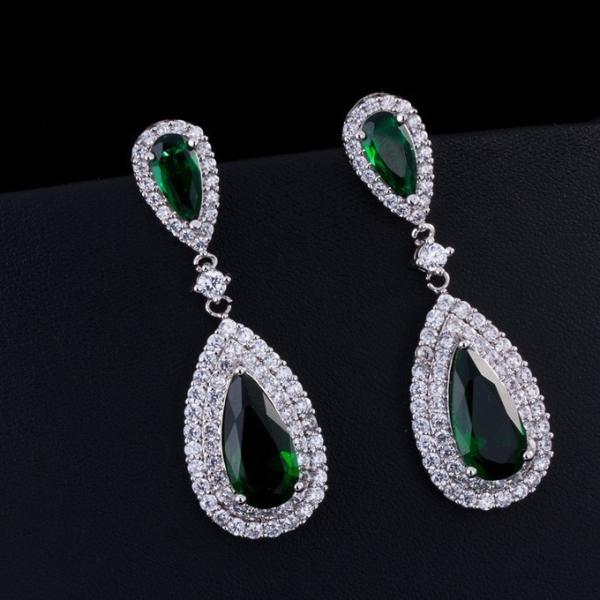 Fashion earring jewelry CZ crystal water drop gold plated tear drop bridal jewelry earrings necklace jewelry set