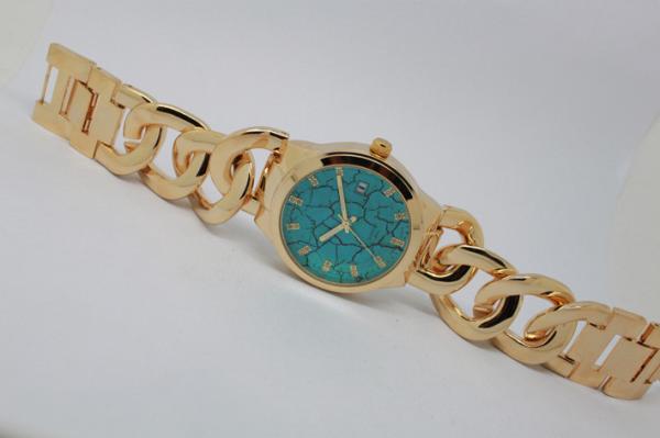 Cowboy Link Ladies Fashion Watches With Diamond On Dial Green