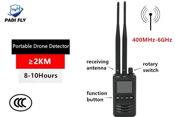 Portable 400MHz-6GHz Anti Drone Alarm System Signal Detector with 3G 4G 5g Mobile  WiFi GPS Signal Blocker