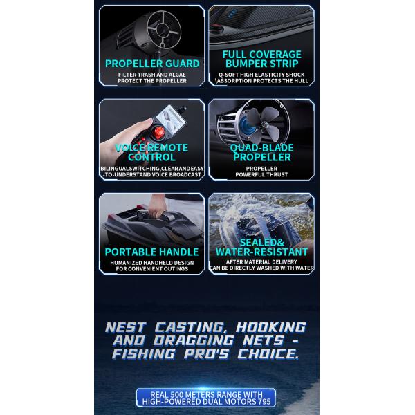 500m Intelligent Fish Bait Boat Voice Rc Nesting Radio Control Fishing Boat