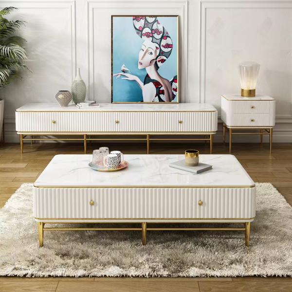 Modern Marble Sideboard Cabinet Stainless Steel Paint Customization