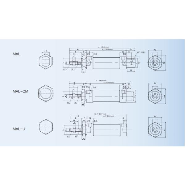 Мини серии МАЛ пневматического привода алюминиевого сплава размера миниатюрные с регулируют ход