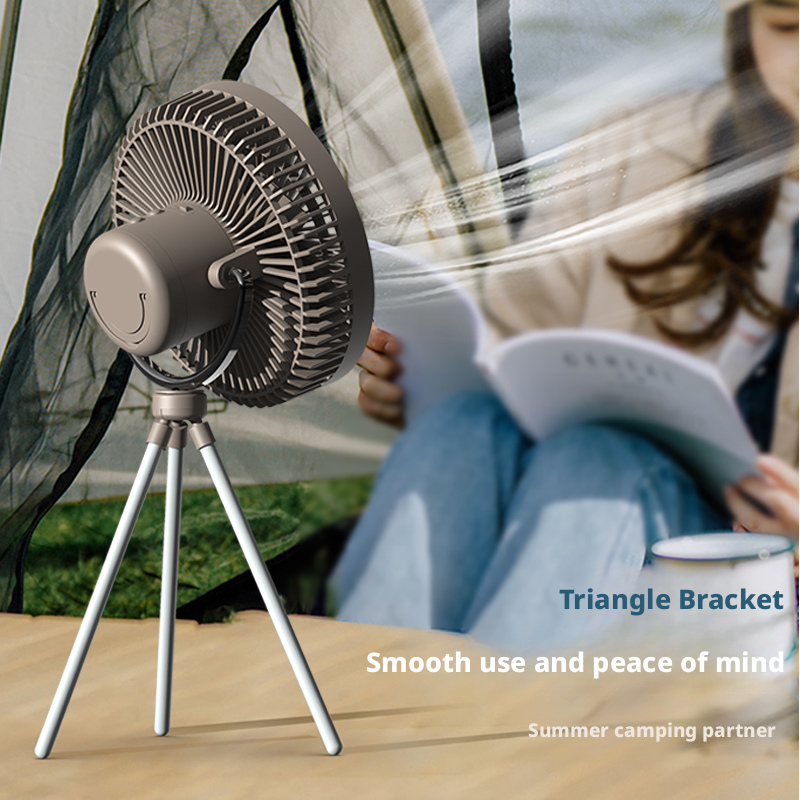 Outdoor Rechargeable Camping Fan Desk Ceiling Fan 2 In 1 Cooling And Power Bank