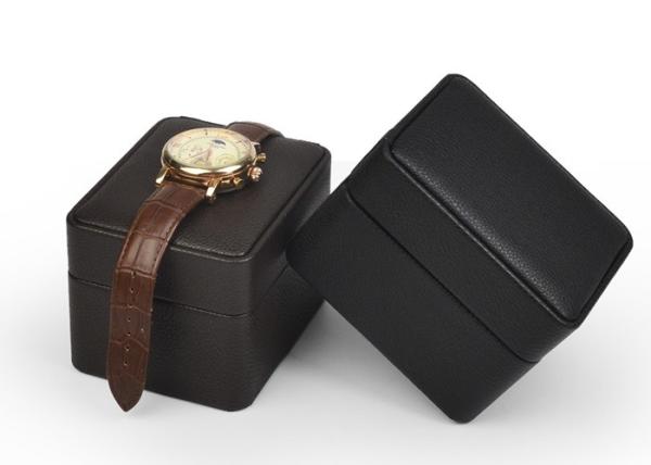 Brown PU Leather Watch Packing Box Customized Size with Velvet Pillow