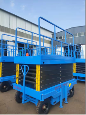 la plataforma de elevación eléctrica de los 6m-18m fijada Scissor el levantador con el soporte para la descarga cargada