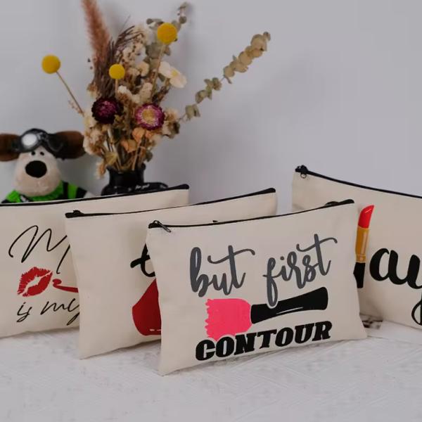 Custom Cotton Canvas Makeup Travel Bag Cosmetic Bag for Women Girls Portable multi-functional toiletry zipper bag