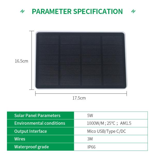 17.5*16.5*7cm 5W USB Output DC 5V 1A Solar Mono Outdoor Solar Panel