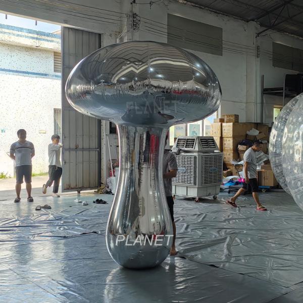 Shiny Big Inflatable Mushroom Model PVC Mushroom Mirror Balls Christmas Decorations