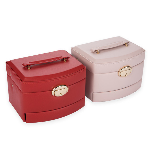 Free sample Lockable Leather Jewelry Case Organizer Box PU leather jewelry storage box